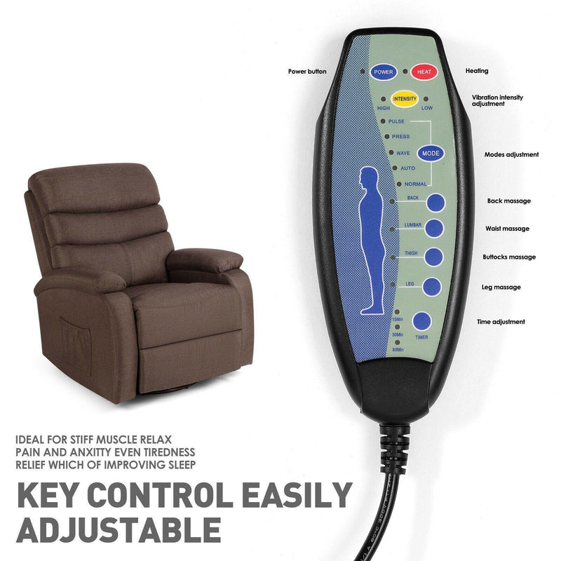 Extra Wide Massage Recliner Chair Heat Vibrate Lounge Sofa 360° w/Remote Control - Relaxing Recliners