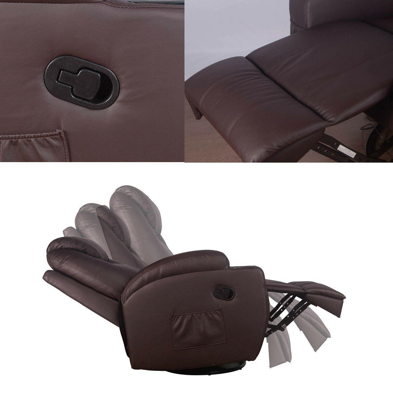 Heated Massage Recliner Pu Leather With 360 Swivel - Relaxing Recliners
