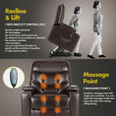 Brown Auto Electric Power Lift Massage Chair Leather Recliner Heat With USB - Relaxing Recliners