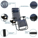 2 Navy Zero Gravity Chairs For Outdoors - Relaxing Recliners