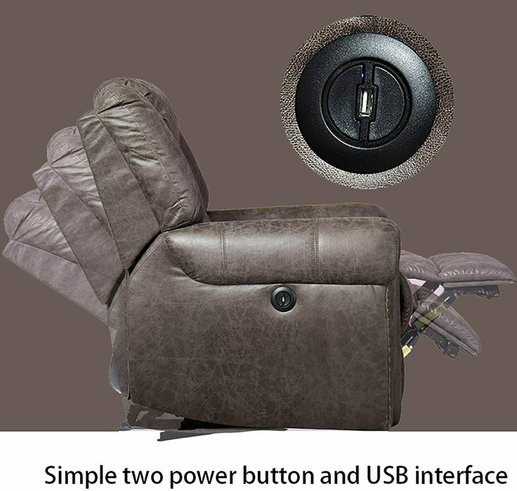 Breathable Bonded Leather Recliner Chair with USB Ports - Relaxing Recliners