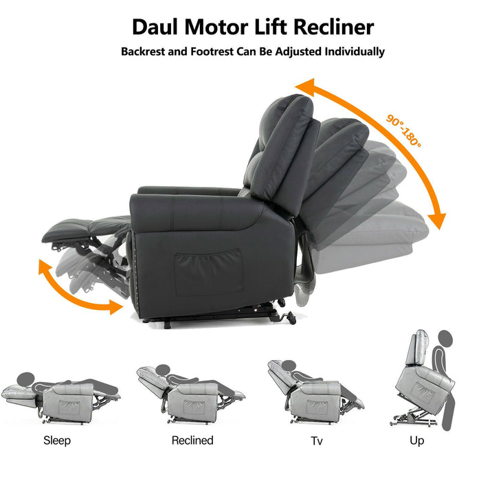 Heated Massage Lift Chair Recliner With Dual Motor USB Charge Port Black - Relaxing Recliners