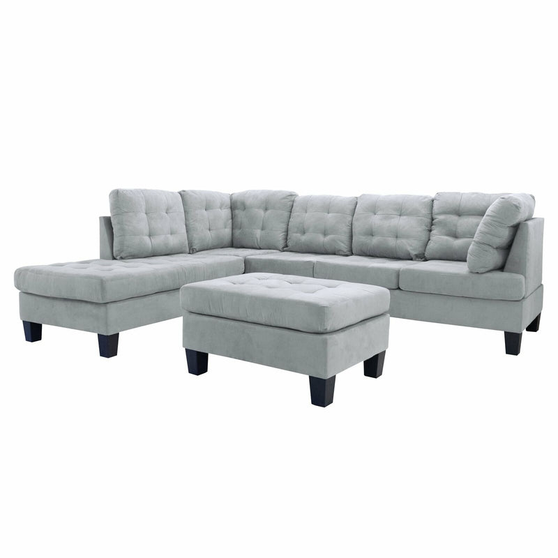 Microfiber Sectional Sofa and Ottoman Set Medium Firm Foam Gray - Relaxing Recliners