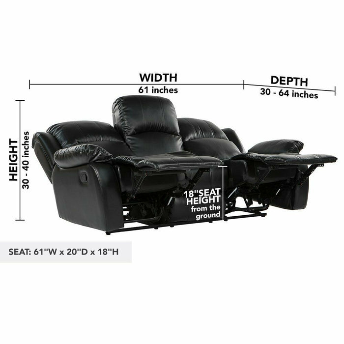 Classic Modern PU Leather Recliner Sofa - Relaxing Recliners