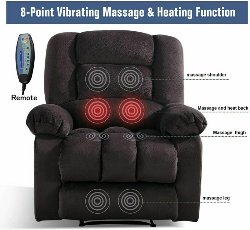 Microfiber Massage Recliner Chair With Heat & Vibration Control - Relaxing Recliners