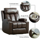 Recliner Chair With Cup Holders Breathable PU Leather Theater Home Sofa - Relaxing Recliners