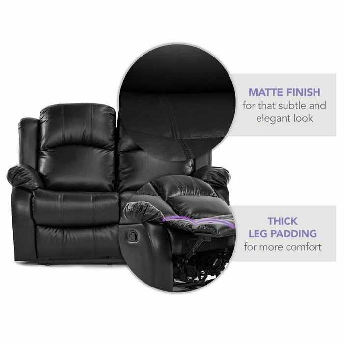 Soft Pu Leather Reclining Loveseat, Black - Relaxing Recliners