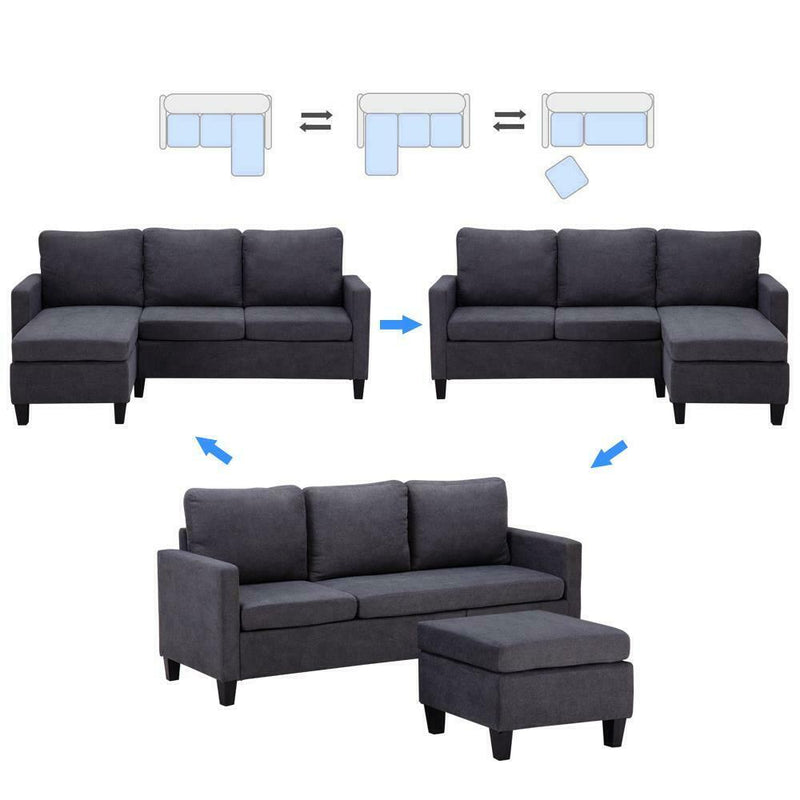 Convertible Couch Sectional Sofa, Gray - Relaxing Recliners