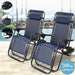 2 Navy Zero Gravity Chairs For Outdoors - Relaxing Recliners