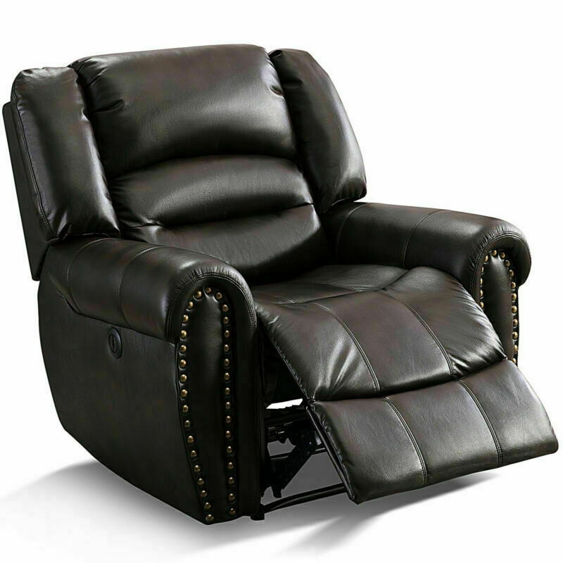 Leather Power Recliner Chair with USB Ports - Relaxing Recliners