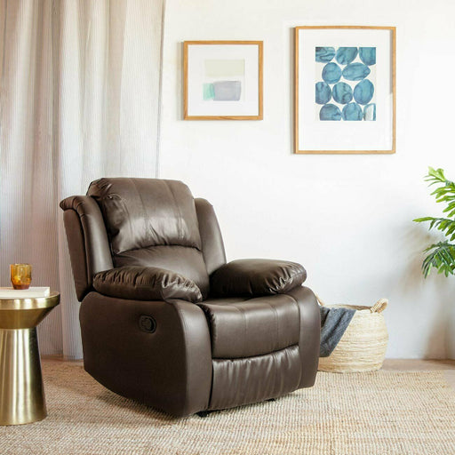 Pu Leather Overstuffed Brown Rrecliner - Relaxing Recliners