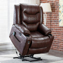 Brown Power Lift Recliner Massage Chair With Heat For Seniors - Relaxing Recliners