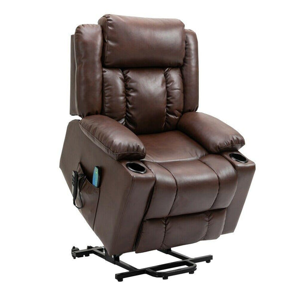 Leather Tri-Motor Infinite Reclining Lift Chair with Massage - Relaxing Recliners