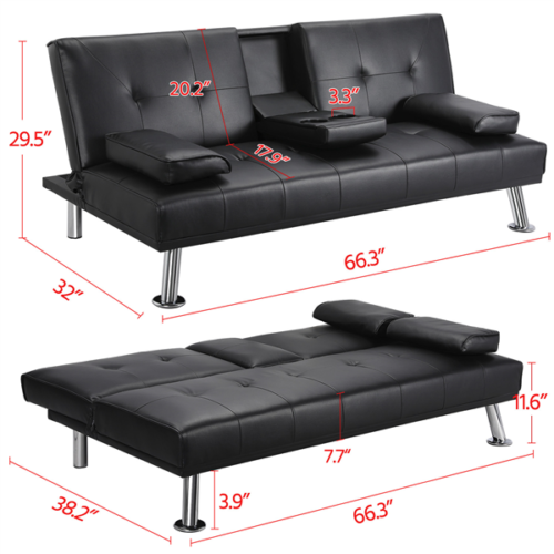 Modern Faux Leather Futon Sofa Bed - Relaxing Recliners